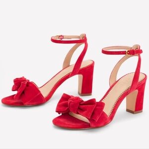 Boden Bow Block Heeled Sandals in Hibiscus